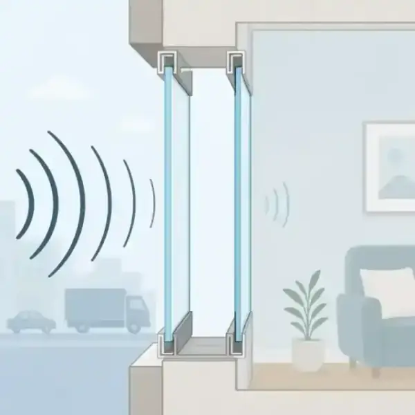 Illustration showing the acoustic air gap between window panes