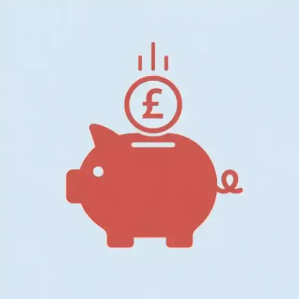 Minimalist illustration showing money savings with a piggy bank