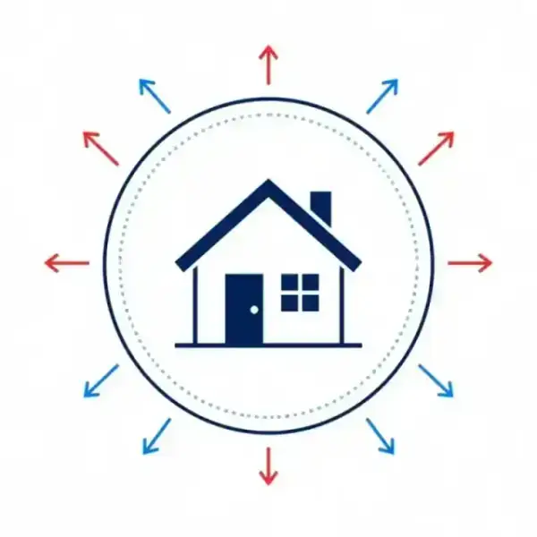Illustration of a home protected by thermal barriers